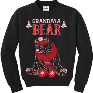 Grandma Bear Christmas Santa Family Matching Pajamas Kids Sweatshirt