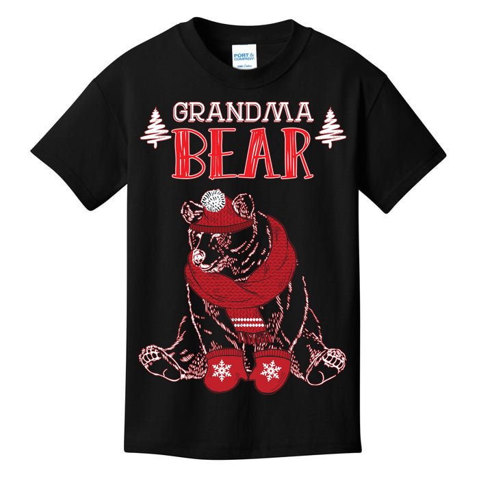 Grandma Bear Christmas Santa Family Matching Pajamas Kids T-Shirt