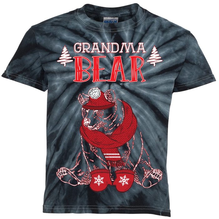 Grandma Bear Christmas Santa Family Matching Pajamas Kids Tie-Dye T-Shirt