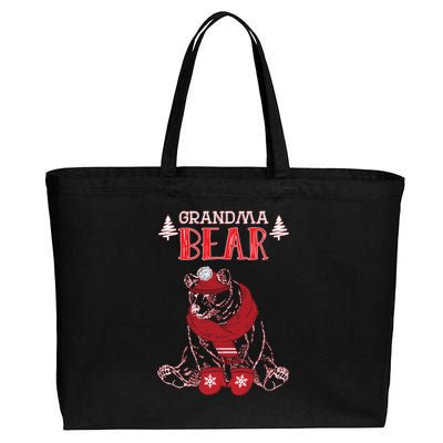 Grandma Bear Christmas Santa Family Matching Pajamas Cotton Canvas Jumbo Tote