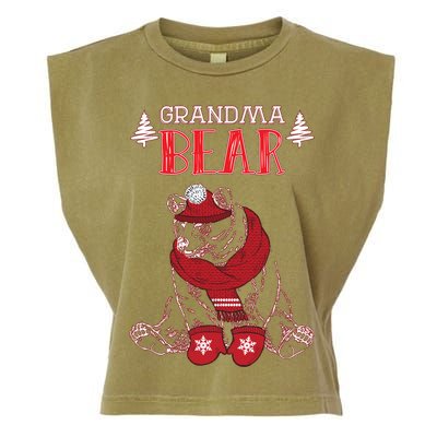 Grandma Bear Christmas Santa Family Matching Pajamas Garment-Dyed Women's Muscle Tee