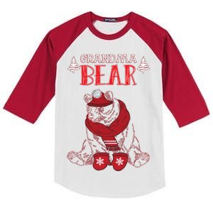 Grandma Bear Christmas Santa Family Matching Pajamas Kids Colorblock Raglan Jersey