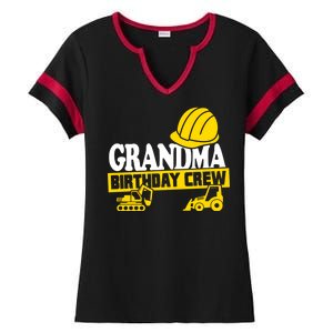 Grandma Birthday Crew Construction Party Ladies Halftime Notch Neck Tee