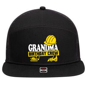 Grandma Birthday Crew Construction Party 7 Panel Mesh Trucker Snapback Hat