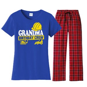 Grandma Birthday Crew Construction Party Women's Flannel Pajama Set