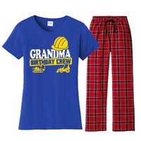 Grandma Birthday Crew Construction Party Women's Flannel Pajama Set