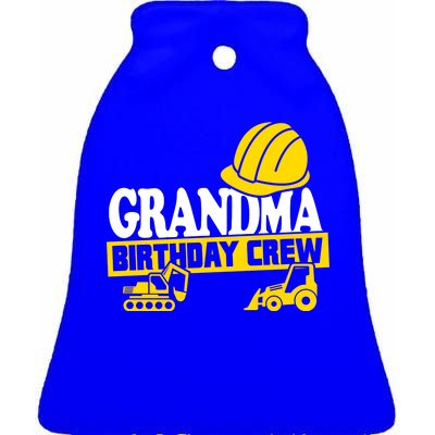 Grandma Birthday Crew Construction Party Ceramic Bell Ornament