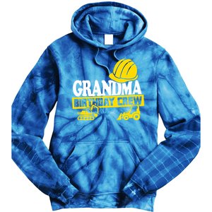 Grandma Birthday Crew Construction Party Tie Dye Hoodie