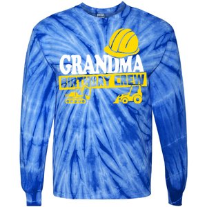 Grandma Birthday Crew Construction Party Tie-Dye Long Sleeve Shirt