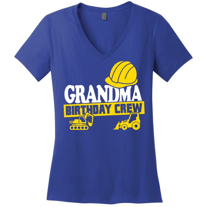 Grandma Birthday Crew Construction Party Women's V-Neck T-Shirt