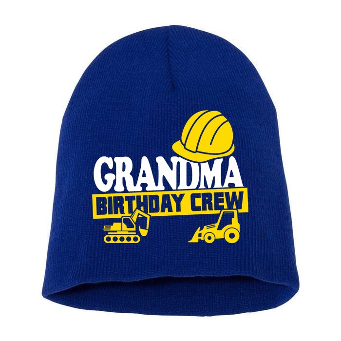 Grandma Birthday Crew Construction Party Short Acrylic Beanie