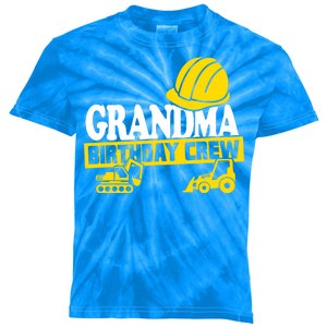 Grandma Birthday Crew Construction Party Kids Tie-Dye T-Shirt