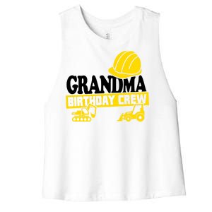 Grandma Birthday Crew Construction Party Women's Racerback Cropped Tank