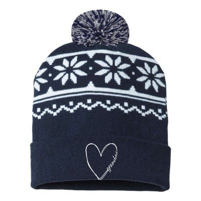 Grandma Heart Symbol USA-Made Snowflake Beanie