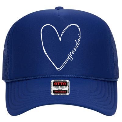 Grandma Heart Symbol High Crown Mesh Back Trucker Hat