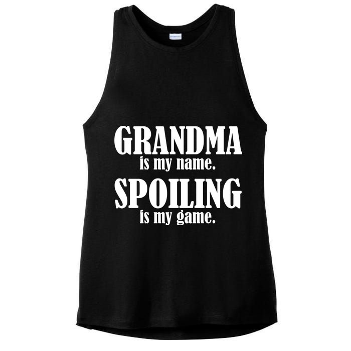 Grandma Is My Name Spoiling Is My Game Ladies PosiCharge Tri-Blend Wicking Tank