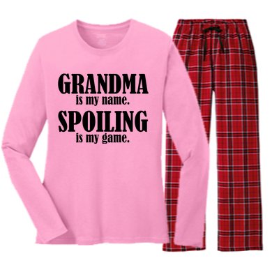 Grandma Is My Name Spoiling Is My Game Women's Long Sleeve Flannel Pajama Set 