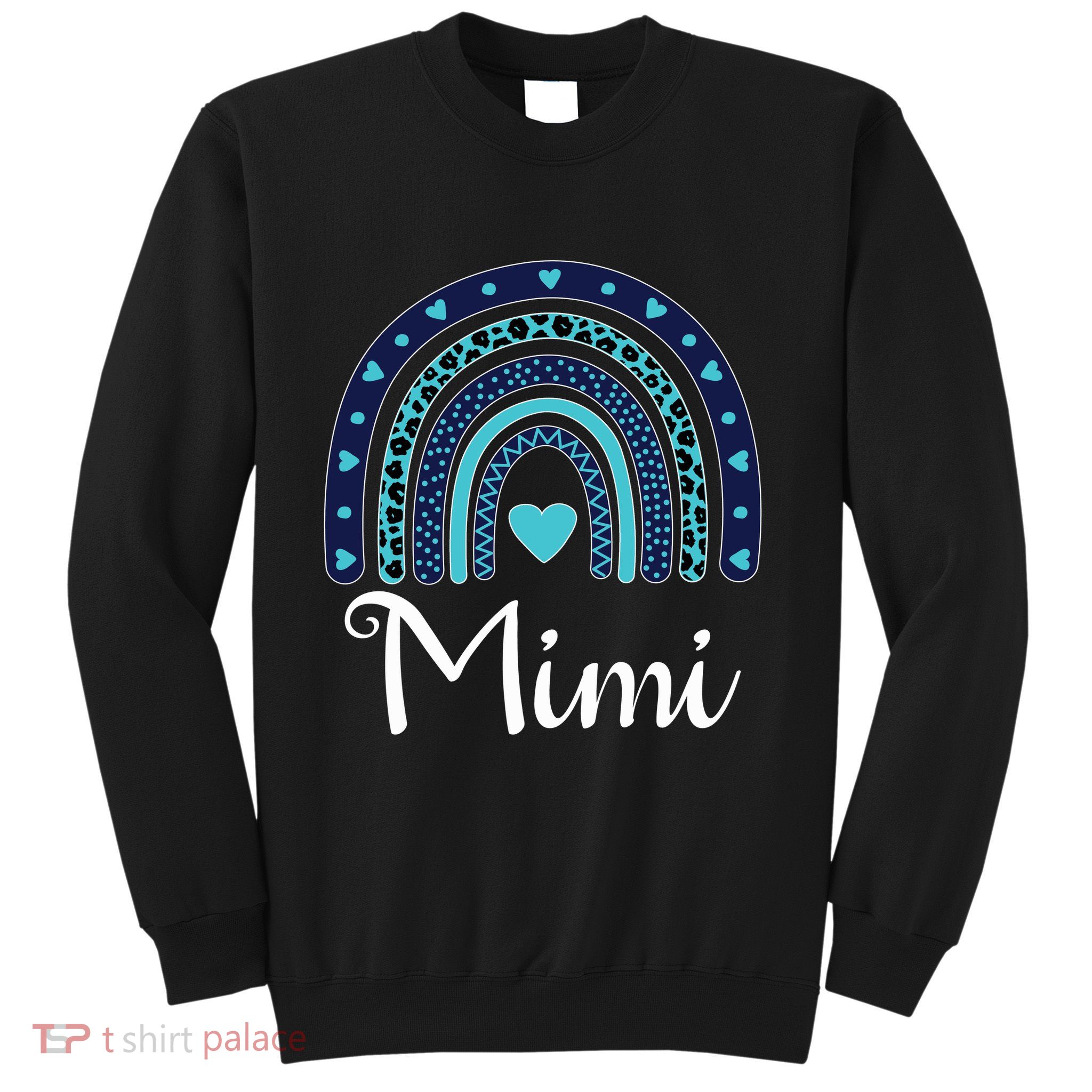 Grandma MiMi Blue Leopard Rainbow Sweatshirt