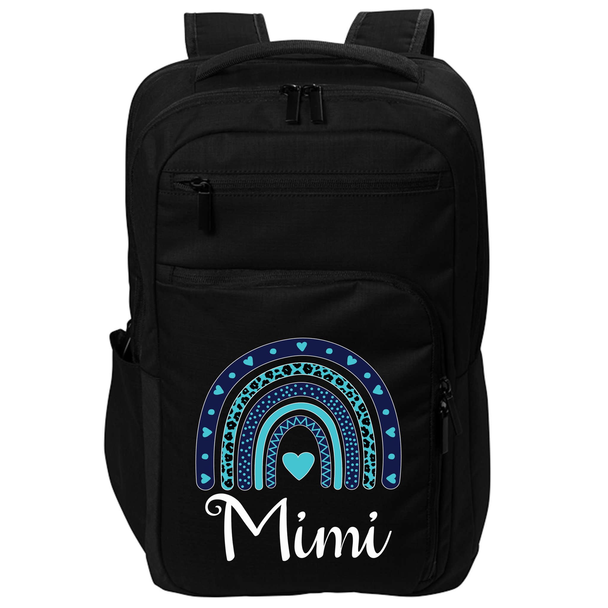 Grandma MiMi Blue Leopard Rainbow Impact Tech Backpack