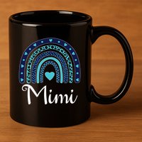 Grandma MiMi Blue Leopard Rainbow 11oz C Handle Ceramic Mug