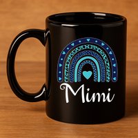 Grandma MiMi Blue Leopard Rainbow 11oz C Handle Ceramic Mug