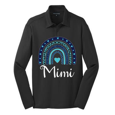 Grandma MiMi Blue Leopard Rainbow Silk Touch Performance Long Sleeve Polo