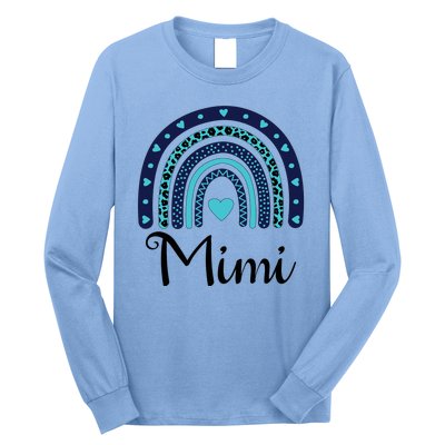 Grandma MiMi Blue Leopard Rainbow Long Sleeve Shirt