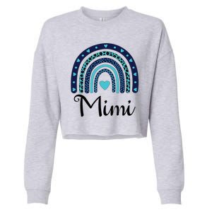 Grandma MiMi Blue Leopard Rainbow Cropped Pullover Crew