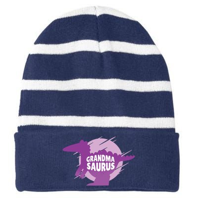 Grandma Saurus Striped Beanie with Solid Band