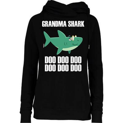 Grandma Shark Doo Womens Funnel Neck Pullover Hood