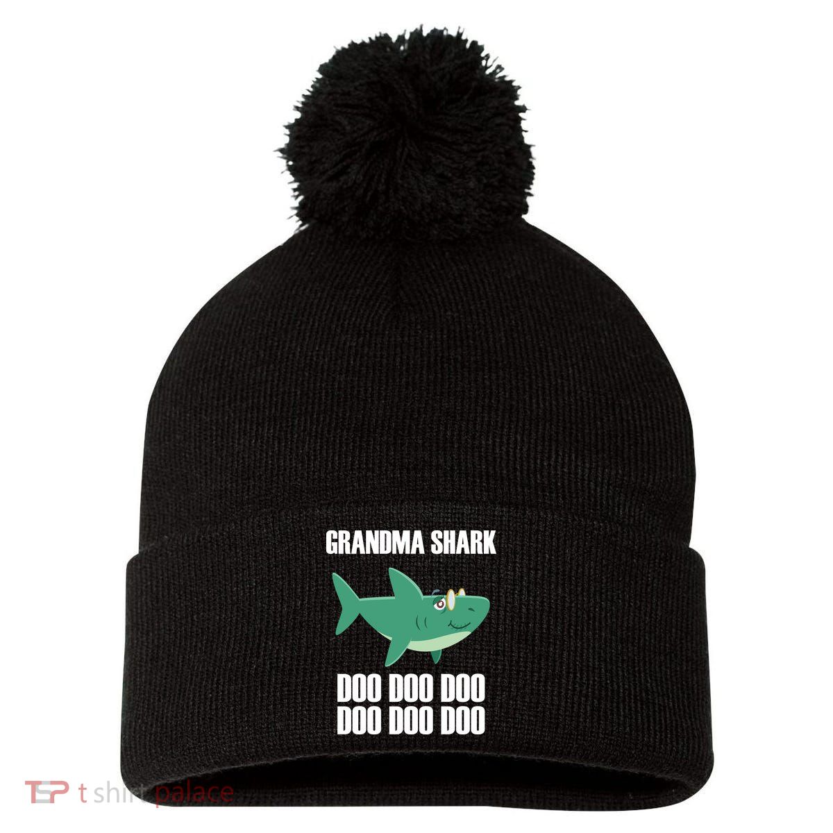 Grandma Shark Doo Pom Pom 12in Knit Beanie