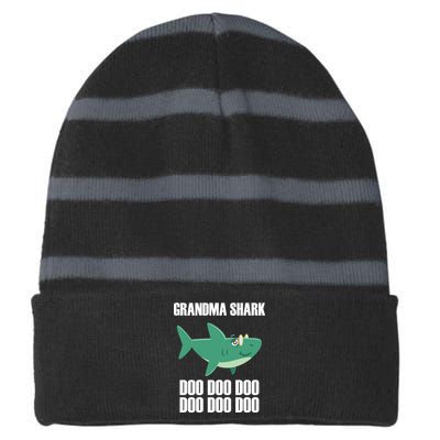 Grandma Shark Doo Striped Beanie with Solid Band