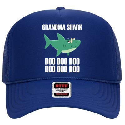 Grandma Shark Doo High Crown Mesh Back Trucker Hat