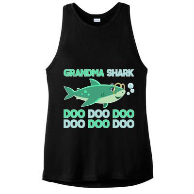 Grandma Shark Doo Doo Doo Ladies PosiCharge Tri-Blend Wicking Tank