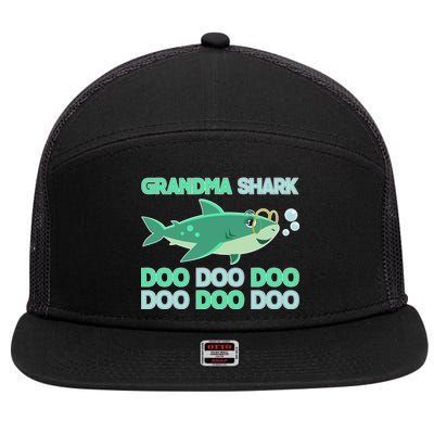 Grandma Shark Doo Doo Doo 7 Panel Mesh Trucker Snapback Hat