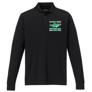 Grandma Shark Doo Doo Doo Performance Long Sleeve Polo