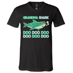 Grandma Shark Doo Doo Doo V-Neck T-Shirt