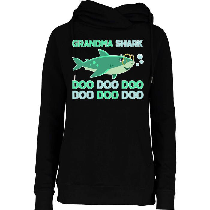 Grandma Shark Doo Doo Doo Womens Funnel Neck Pullover Hood