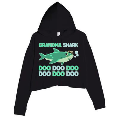 Grandma Shark Doo Doo Doo Crop Fleece Hoodie