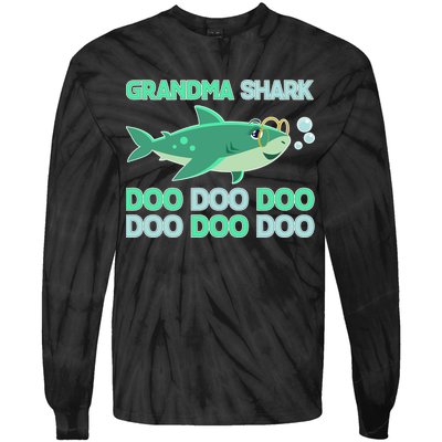 Grandma Shark Doo Doo Doo Tie-Dye Long Sleeve Shirt