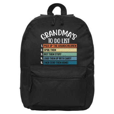 Grandma's To Do List Funny Cute 16 in Basic Backpack