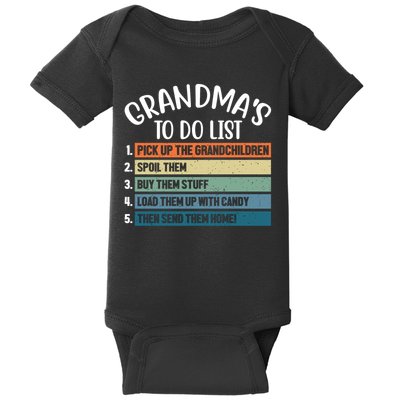 Grandma's To Do List Funny Cute Baby Bodysuit