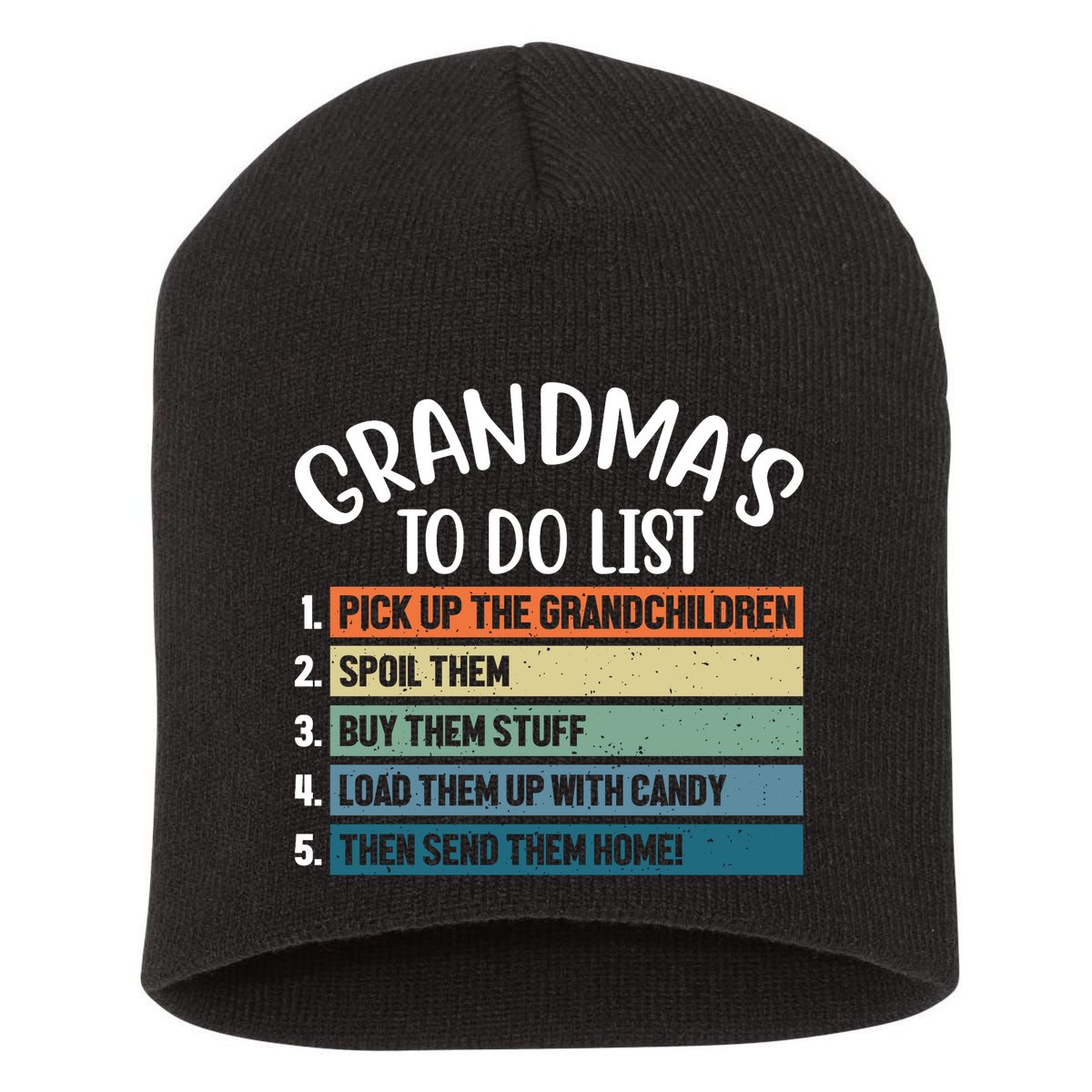 Grandma's To Do List Funny Cute Short Acrylic Beanie