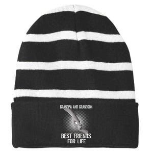 Grandpa And Grandson Best Friends For Life Striped Beanie with Solid Band