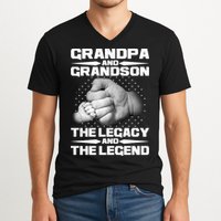 Grandpa And Grandson The Legacy The Legend V-Neck T-Shirt