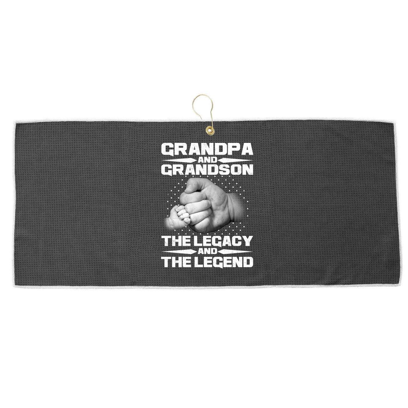 Grandpa And Grandson The Legacy The Legend Large Microfiber Waffle Golf Towel