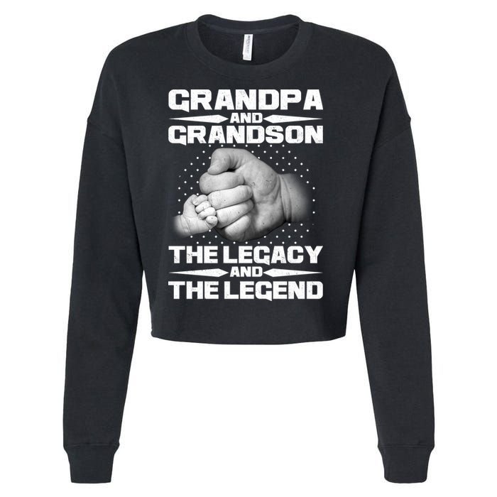 Grandpa And Grandson The Legacy The Legend Cropped Pullover Crew
