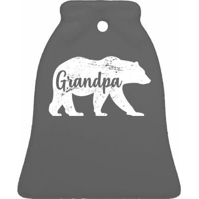 Grandpa Bear Ceramic Bell Ornament