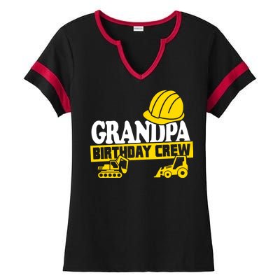 Grandpa Birthday Crew Construction Party Ladies Halftime Notch Neck Tee