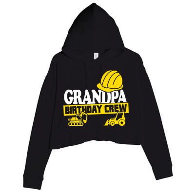 Grandpa Birthday Crew Construction Party Crop Fleece Hoodie